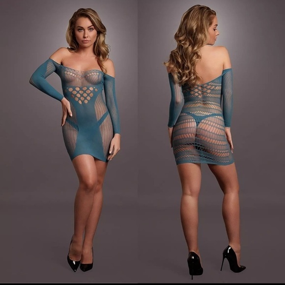 🦋B2G1🦋LE DÉSIR Long-Sleeved FishNet Mini Dress Bodycon | ONE SIZE | - Picture 3 of 8